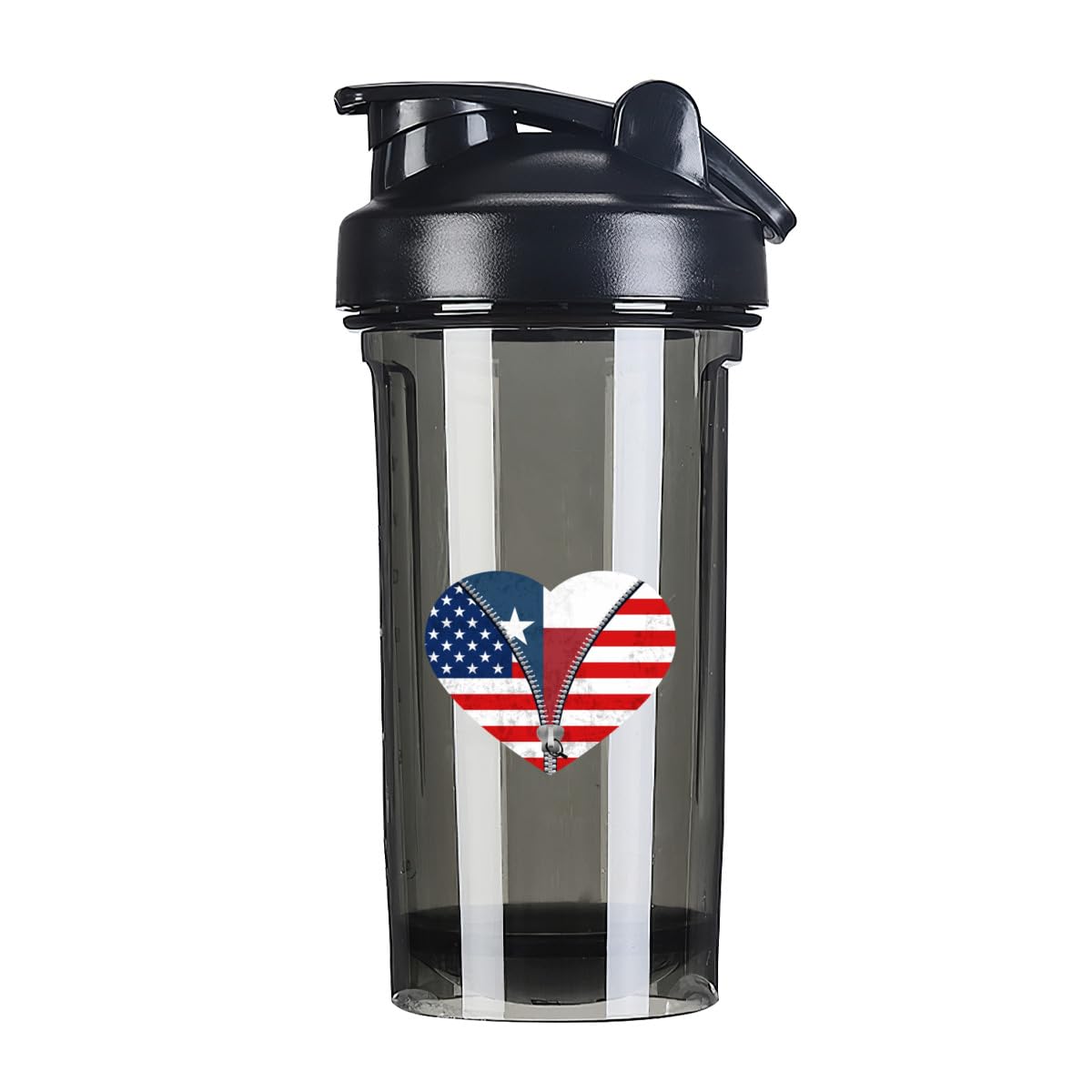 Heart America Flag and Texas Flag 18 Ounce Shaker Cup,Fashion Theme Pattern Shaker Bottle Leak-proof Workout Shake Bottles 500ML/18 oz Perfect for Pre Workout