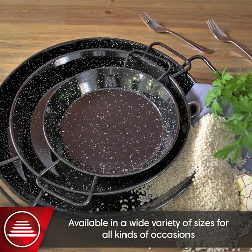 Magefesa 18\" Enameled Steel Paella Pan - 46 cm - 12 Servings, Ideal for Outdoor Cooking and Making Your Own Traditional Valencian Paella, Easy Cleaning