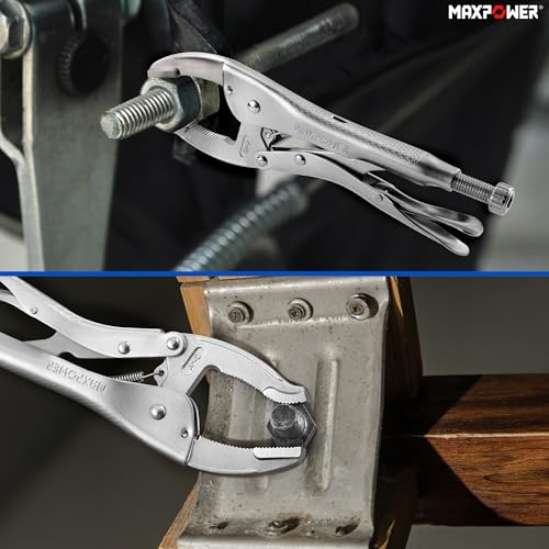 Image of MAXPOWER 3 Pieces Locking Pliers Set, 6 inch Long Nose, 7 inch Offset Locks Plier and 10 inch Wide Open Locking Pliers