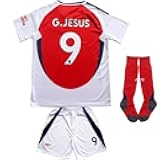 2024/2025 Arsenal Home #9 Gabriel Jesus Football Soccer Kids Jersey Shorts Socks Set Youth Sizes