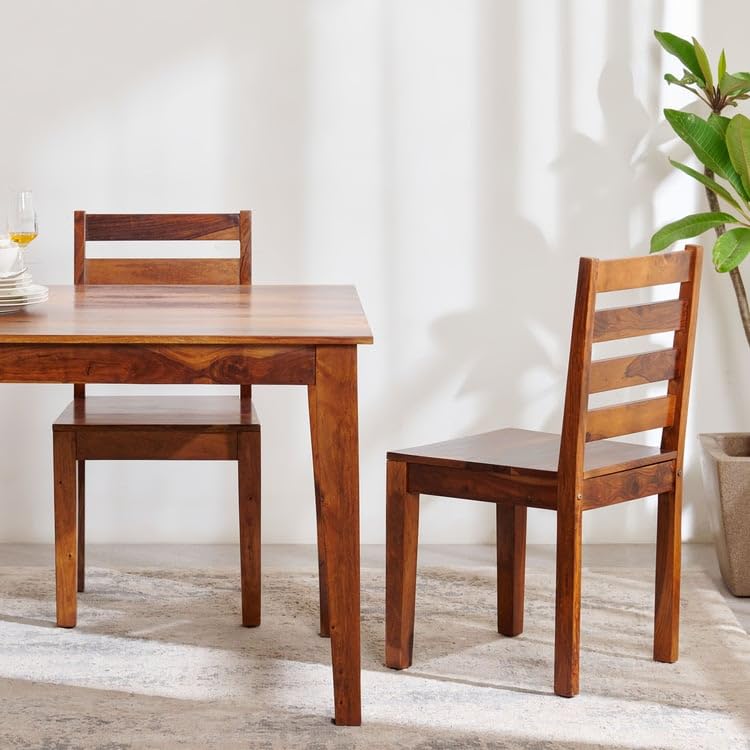 Image of Sheesham Wood 6 Seater Dining Table with Chairs | Wooden Dining Set for Home | Modern Dining Room Set Hotels Restaurant & Cafe