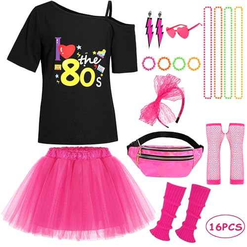Neilyoshop 80S Costume For Girls 80S Retro Hop Hip Set I Love The 80S Shirts For Halloween Cosplay thumb #1