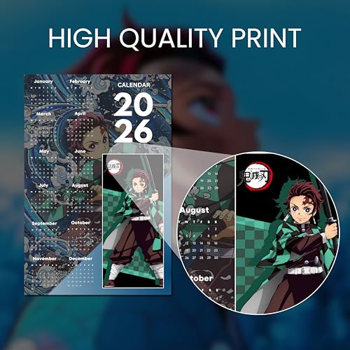 Image of 2026 Anime Wall Calendar 12 x 18 Inch | Tanjiro Blue Theme Inspired | Aesthetic Anime Poster Calendar | Room & Wall Decoration | Premium Print