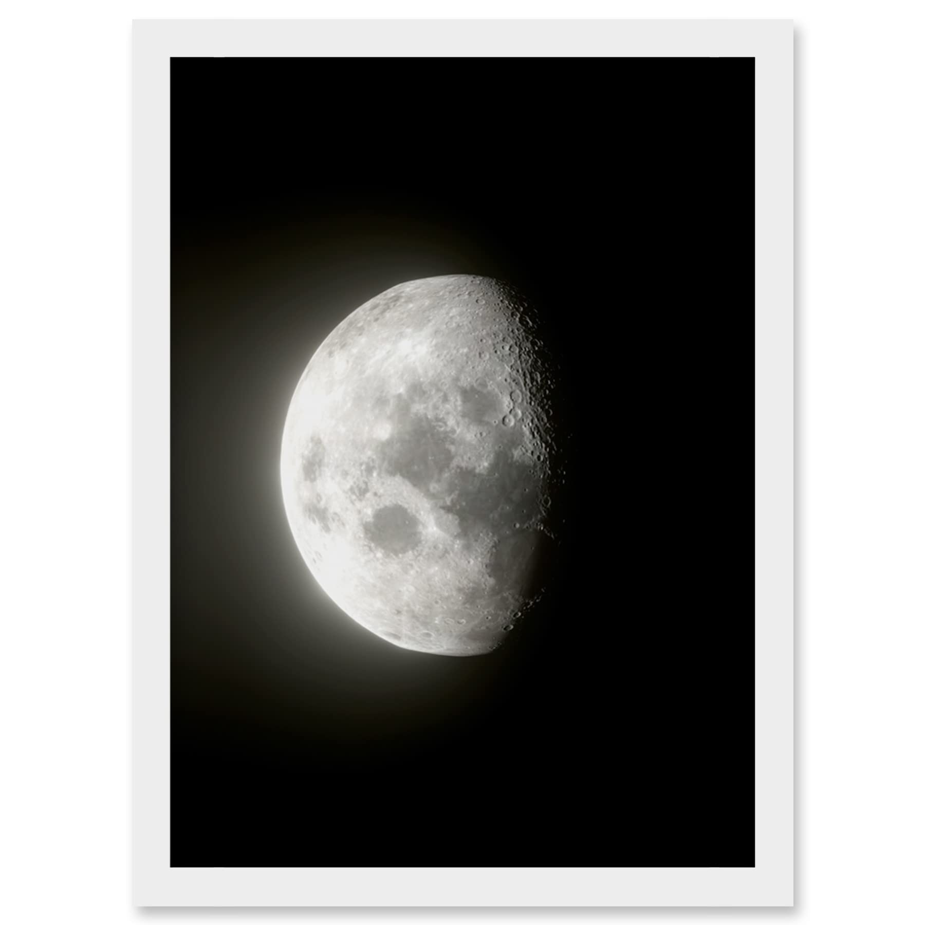 Artery8 Lunar Phases Waning Gibbous Moon Space Astronomy Artwork Framed Wall Art Print A4
