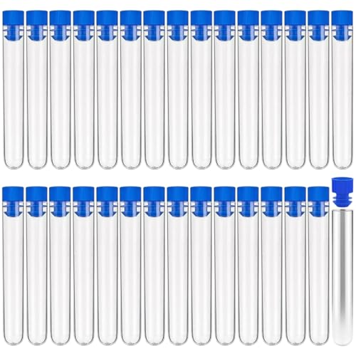 THXFUNAREA 30 Pièces Tube Essai Plastique, Transparent Tube a Essai Plastique, Éprouvette Transparen, Avec Prise, Pour Cadeaux de Fête, Mariage, Bonbons,...