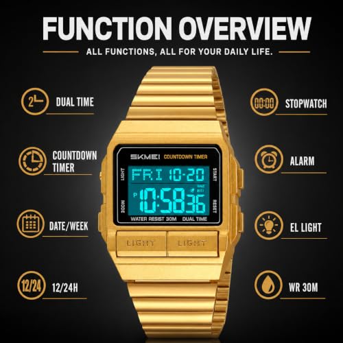 Image of MASTOP Retro Digital Watch for Men Vintage with Multi-Function & Stylish Design for Daily & Outdoor Use