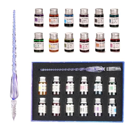 KIRA Crystal Glass Dip Pen and Ink Set, Glass Calligraphy Pens Wi...