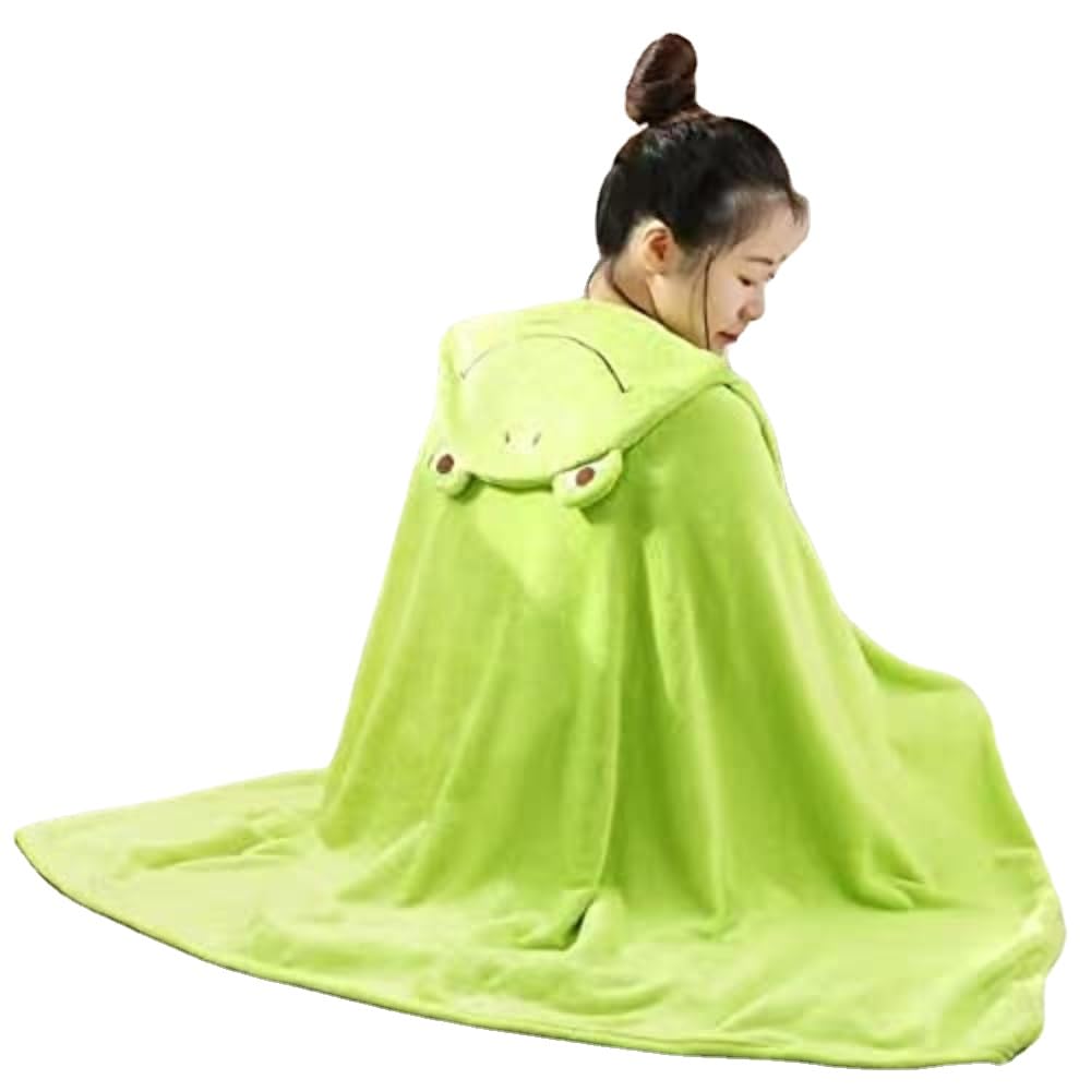 SUFUZEGA Wearable Blanket Soft Cape for Adult Women Men Warm Cozy Hoodie Cute Animal Frog Duck Bunny Carpet Home (Large,Frog)