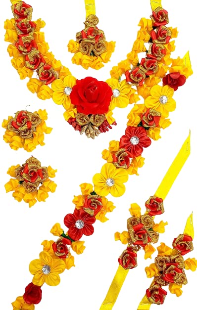 BengCraft Jewellery Set for Haldi Baby Shower Mehndi Godbharai Designer Yellow and Red flower Jewellery Set for Bridal, Women (B0C2ZKRRG6) Amazon Price History, Amazon Price Tracker