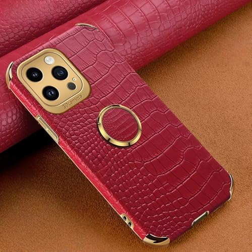 Coque en silicone plaquée cuir crocodile pour iPhone 17 et 16 Pro Max rouge éclatant