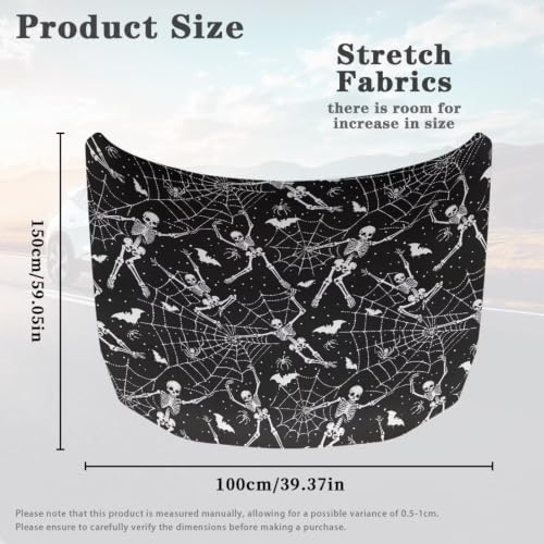 Image of Car Hood Cover Protector Dancing Skeleton Print Waterproof Car Hood Wrap Blanket Auto Flag Automotive Halloween Exterior Accessories for Sedans SUVs Pickups Trucks Jeeps