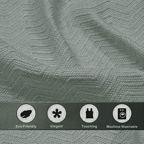 Image of LINENWALAS Textured Herring Bone Weave Curtain Drapes for Door with Elegant Back Tabs (4.5 FT X 7 FT, Bluish Grey)
