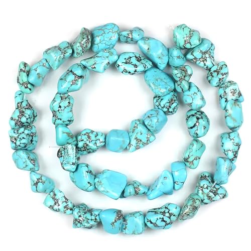 Image of 10-15mm Freeform Irregular Blue Turquoise Gemstone Beads for Jewelry Making
