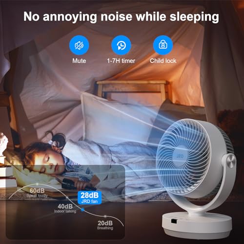 Jrd Air Circulator Fan For Bedroom, 13Inch 28Db Quiet Table Fan With 3 Speed thumb #3