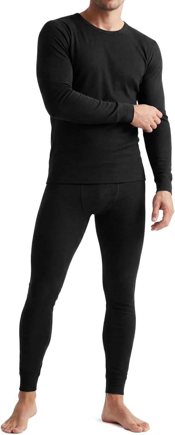 TSLA Men's Thermal Underwear Set, Microfiber Soft Fleece Lined Long Johns, Winter Warm Base Layer Top & Bottom
