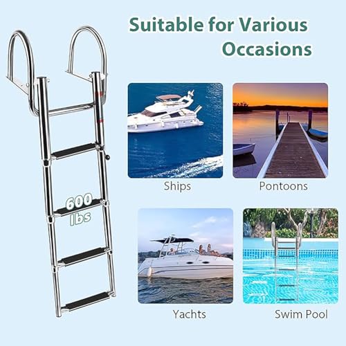 Escalera telescópica plegable de 4 peldaños para piscina miniatura 6