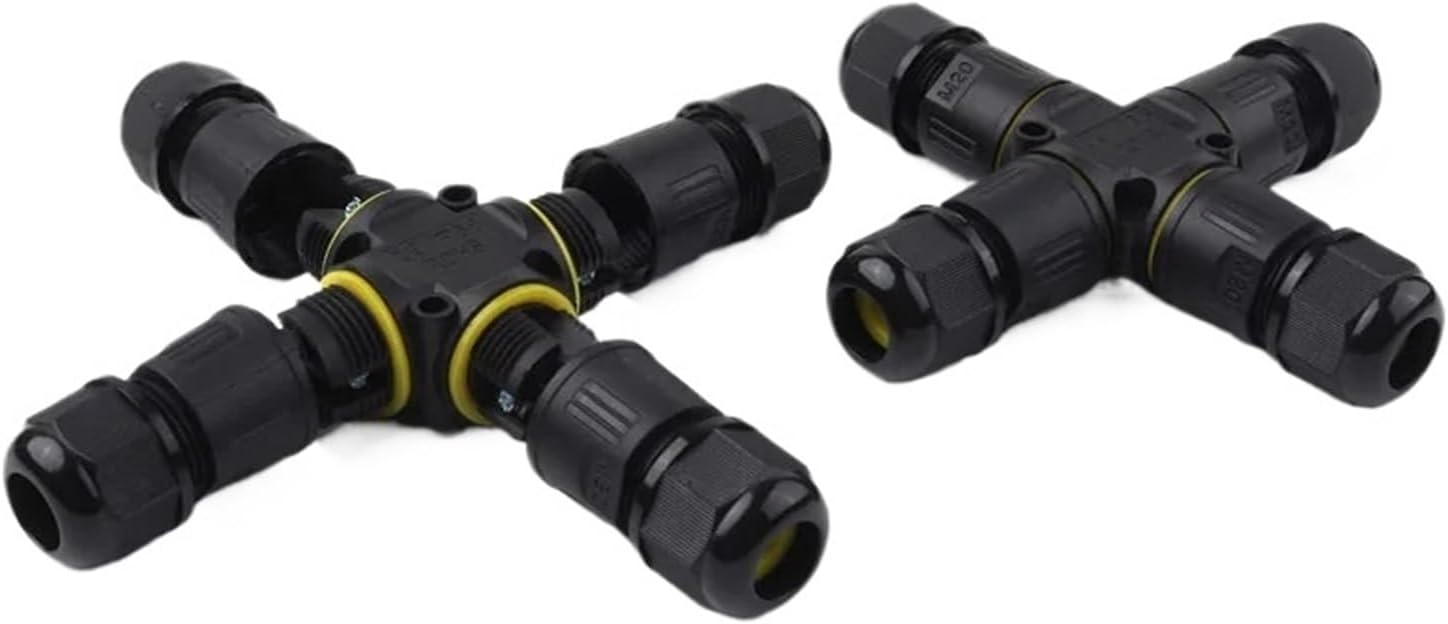 IP68 Waterproof Connector LED Lighting M20 Cross Cable 4 Way Screw Lock Terminal(M20 Cross 3P 9-12mm)