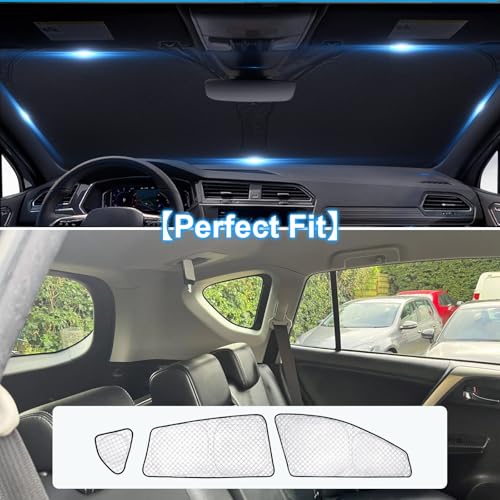 Image of KMF 8pcs Thicken Sun Shades for Toyota RAV4 2013-2018 Accessories, Full Car Window Covers Sunshade for Windshield Side Rear, UV Block and Blackout Privacy for Car Camping Outdoor
