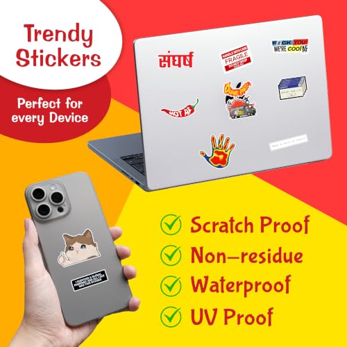 Image of CodersParadise Random Vinyl Sticker Pack of 63, Decorative Decals for Laptop, Water Bottle, Phone Case, Notebook, Journal, Scrapbook, Luggage, Helmet, Bike and DIY Craft Projects