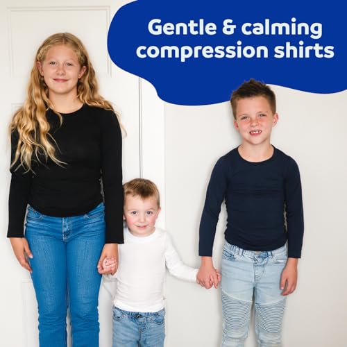 Fun and Function Sens-ational Hip Hugging Tee - Long Sleeve Compression Shirt for Boys & Girls - Sensory Compression Shirt for Kids & Teens - Navy - X-Small - Image 3