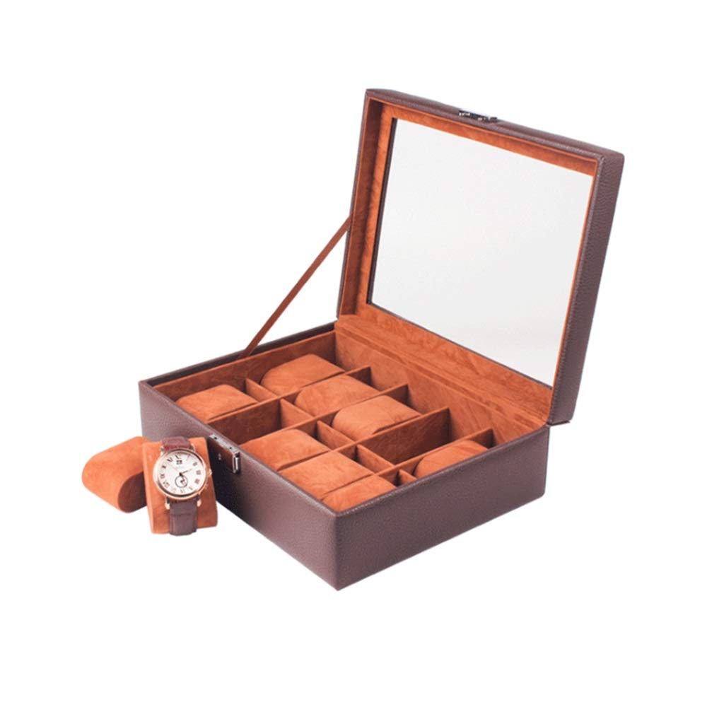 Scatole per Orologi Scatola porta orologi con display a lucernario semplice e quadrante serratura a parola, scatola in pelle PU per il Compleanno di Natale