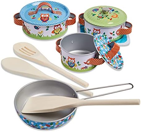 Wobbly Jelly - 'Woodland Animals' Kids Kitchen Set - 11 pc Toy Pots and Pans Set for Kids - Toy Cooking Accessories