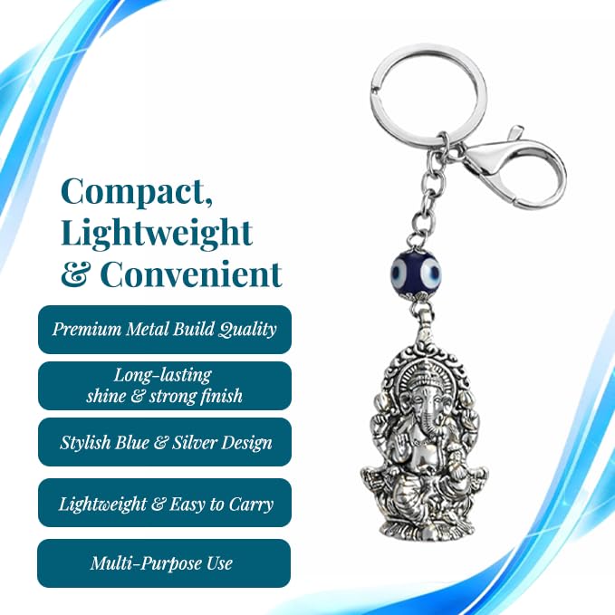 Image of GJ Premium Turkish Evil Eye Keychain for Car, Bike & Home | Nazar Protection Keychain, Good Luck Charm | Spiritual Metal Key chain for Men & Women