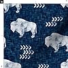 Spoonflower Fabric - Distressed Buffalo Dark Blue Bison Boy Navy Deep Southwestern Boho Printed on Petal Signature Cotton Fabric by The Yard - Sewing Quilting Apparel Crafts Decor #2