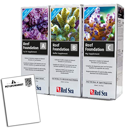 Red-Sea-Reef Foundation ABC, Combo Pack 500ml Each, Includes Supplement-A (Ca/Sr), ARE22023 Supplement-B, ARE22033 Magnesium Supplement-C + Exclusive Notepad