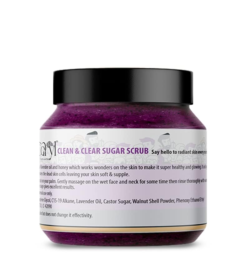 Image of Caryl 200 gm Clean & Clear Sugar Face Scrub | Tan & Dirt Removal Scrub | Skin Exfoliating, Removes Blackhead, Dead Skin | Face & Body Scrub for Women & Men | All Skin Types | Paraben & Sulfate Free