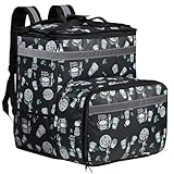 【デザイナ監修】57L デリバリーバッグ 大型 拡張 フードデリバリーバッグ、57L大容量、保温保冷、黒×緑のファストフードデザイン、ジッパー付き リュックサック デリバリーリュック