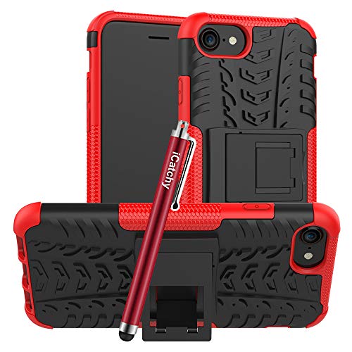 iCatchy For iPhone SE 2022 5G Case iPhone SE 2020 Case,iPhone 8 Case,iPhone 7 Case Heavy Duty Hard Tough Dual Layer Hybrid Shockproof Cover compatible For SE 2022 5G Case iPhone SE 2020 Case (Red)