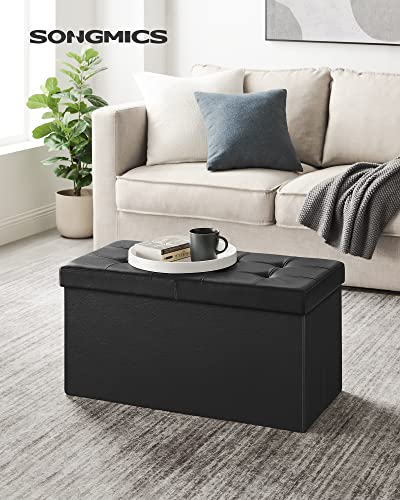 Image of SONGMICS 30 Inches Folding Storage Ottoman Bench with Flipping Lid