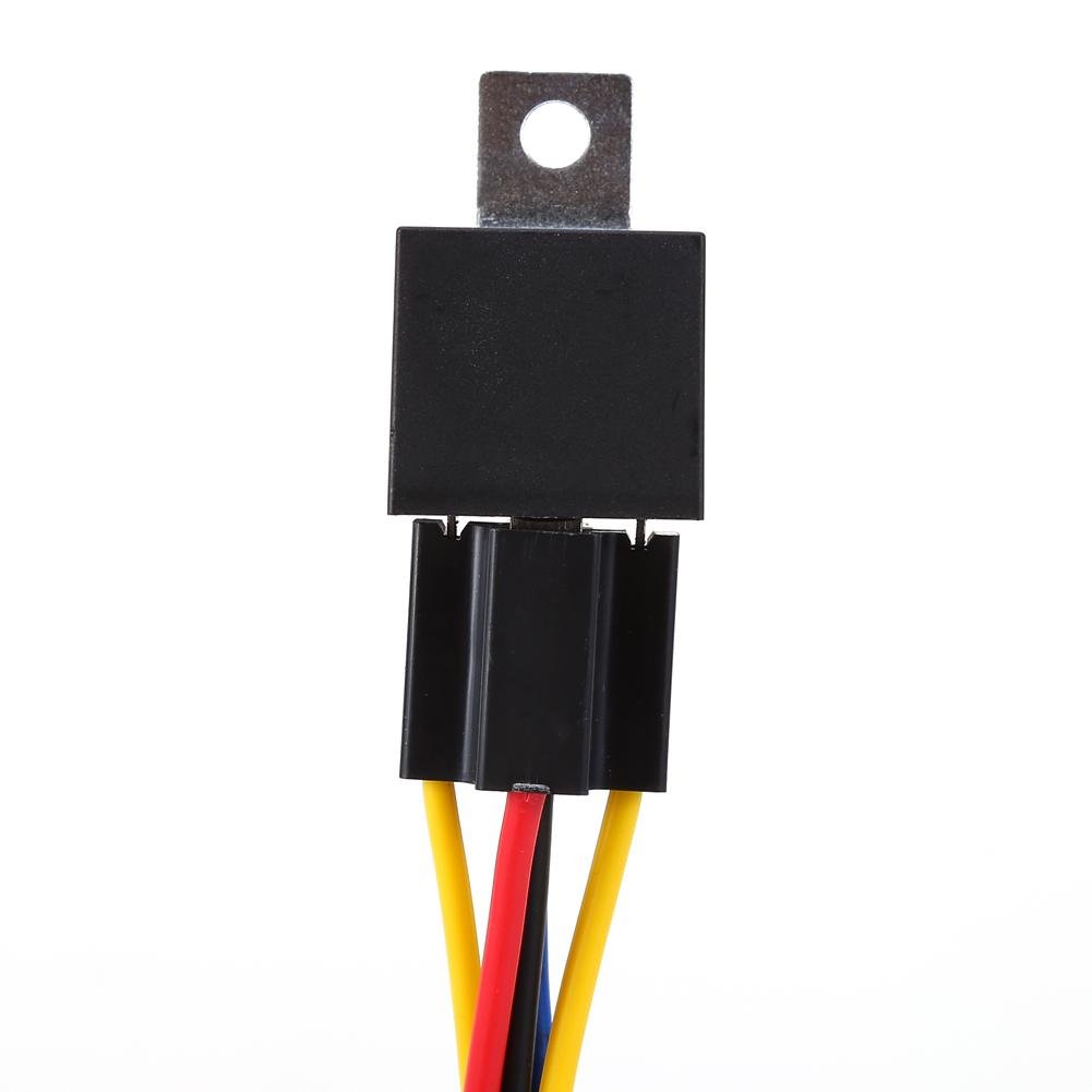 Lot De 5 Prises De Relais Pré-câblées 5 Broches - 12V DC 30/40A - Pour Voiture - Faisceau 12cm 18AWG