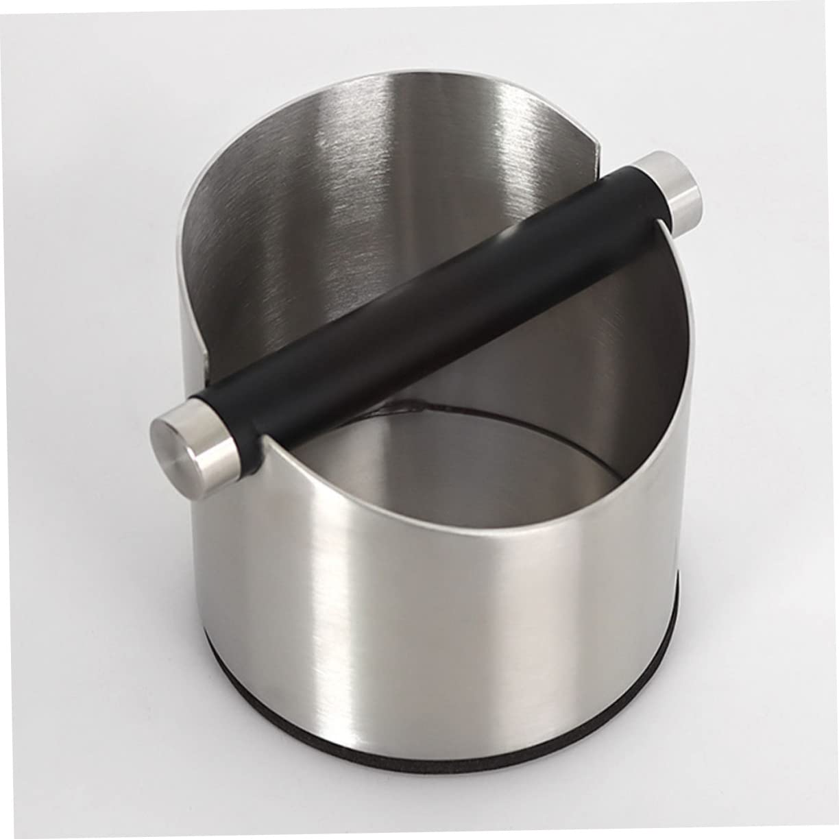 MAGICLULU Edelstahl Kaffee Abklopfbehälter Mit Gummipad Großer Gebrauchter Kaffeesatz Behälter Für Espressomaschinen in Schwarz Abfallbehälter Für Kaffeezubehör