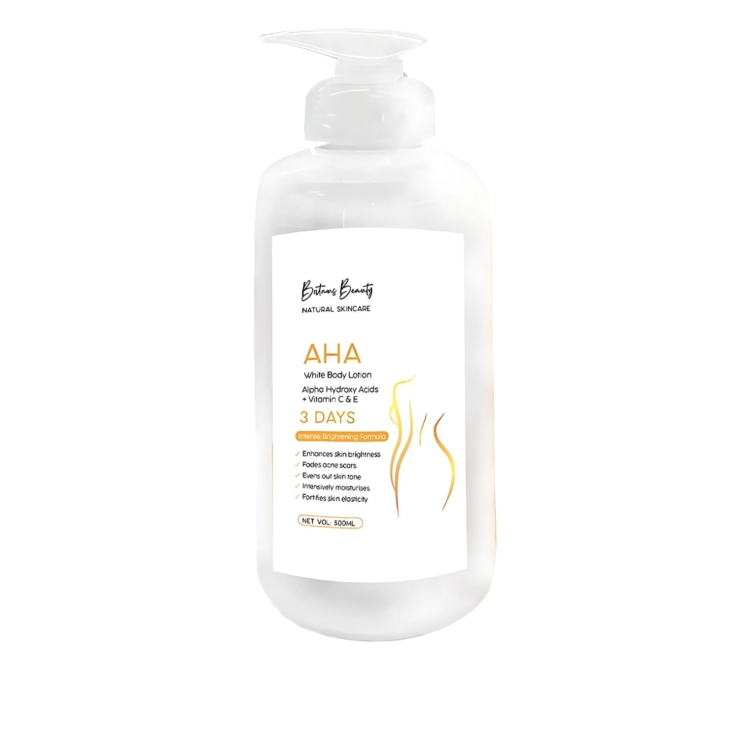 Britains Beauty AHA White Body Lotion with Alpha Hydroxy Acids, Vitamin C & E