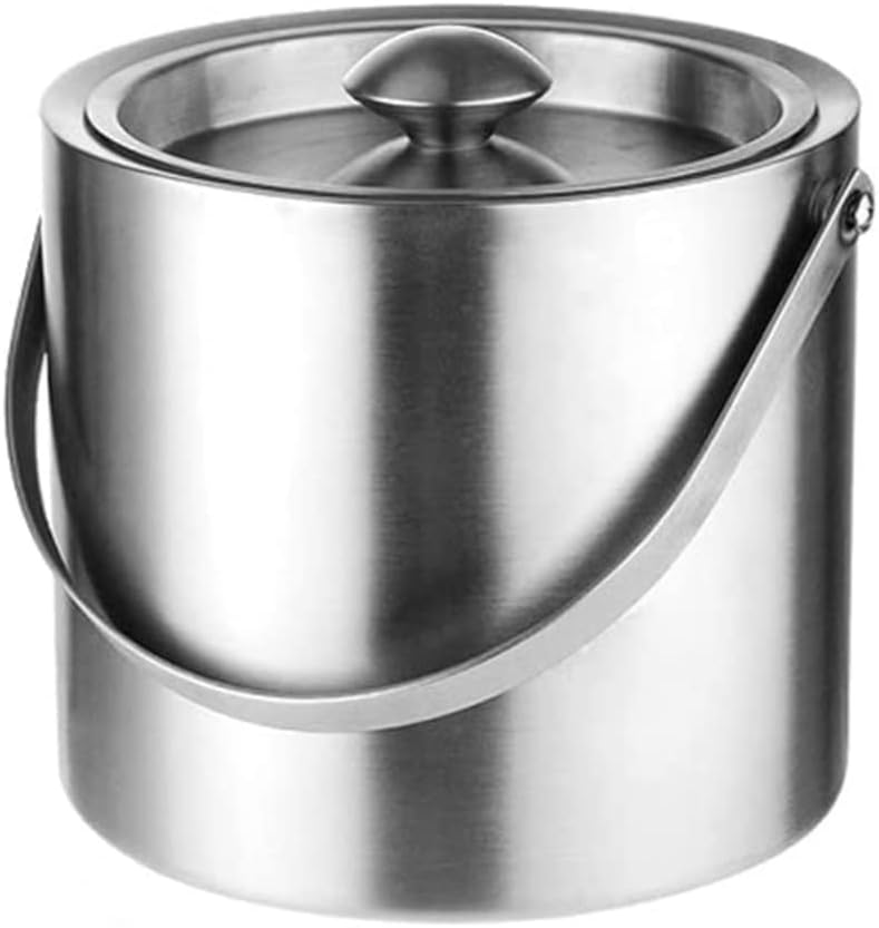 Ice Bucket Champagne Bucket Wine Bucket Ice Bucket Stainless Steel Ice Bucket with Lid Double-Layer Insulation Ice Bucket Suitable for Bar Hotel Ice Tub Cooler