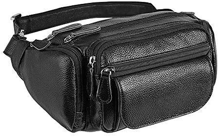 Leather Fanny Pack Multi-Pockets Waist Belt Bag for Men