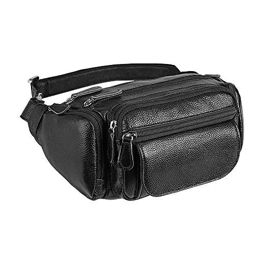 TIDING Men's Genuine Leather Fanny Pack