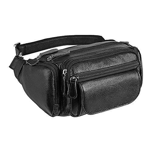 TIDING Genuine Leather Fanny Pack for Men Multifunction Waist Bag Outdoor Travel Camping Crossbody Bag