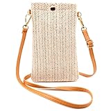【Caractéristiques】Le sac de téléphone portable en paille est facile à assortir avec votre robe, adapté à la plupart des femmes et des adolescentes.