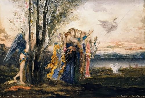 Tableaux Toile Cupidon et les muses Gustave Moreau Déco Murale 60x90cm