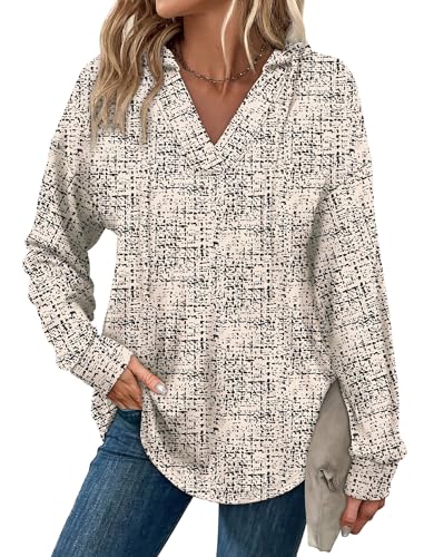 Image of Sampeel Hoodies for Women Trendy Fall Fashion 2025 V Neck Oversized Sweatshirt Plus Size Tops Clothes