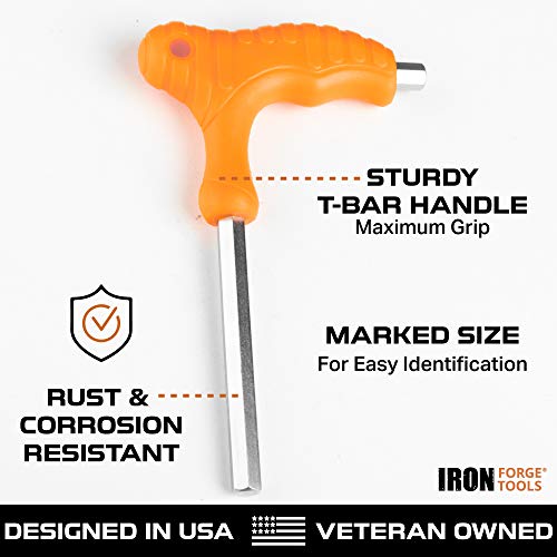 Image of Iron Forge Tools 20 Piece T Handle Allen Wrench Set - SAE & Metric Hex Key Set with Stand U.S. Veteran Owned Brand