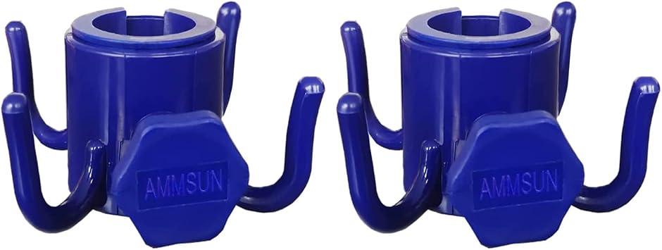 AMMSUN 2 Pack Beach Umbrella Hanging Hook, 4-prongs Plastic Umbrella Hook Hanging for Towels/Hats/Clothes/Camera/Sunglasses/Bags-Durable, Fit for Beach,Camping Trips Blue