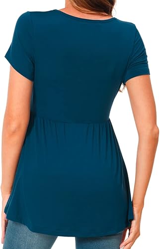 Miniatura 6 de Bearsland - Camisetas de maternidad de manga corta con cuello redondo para lactancia, ropa para el embarazo