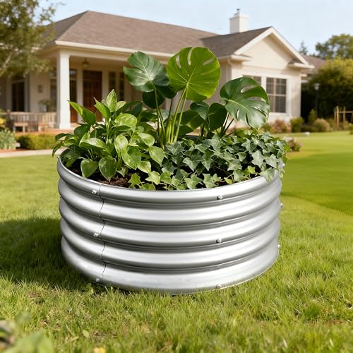 Image of 2Pack 2x2x1ft Galvanized Raised Garden Bed, Planter Raised Garden Beds Outdoor, Round Clearance Raised Garden Beds for Gardening Vegetables