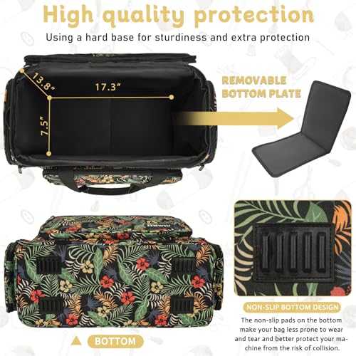 Image of Sewing Machine Carrying Case with Multiple Storage Pockets Large Capacity, Universal Tote Storage Bag Compatible with Most Standard Singer, Brother, Janome, Multicolor