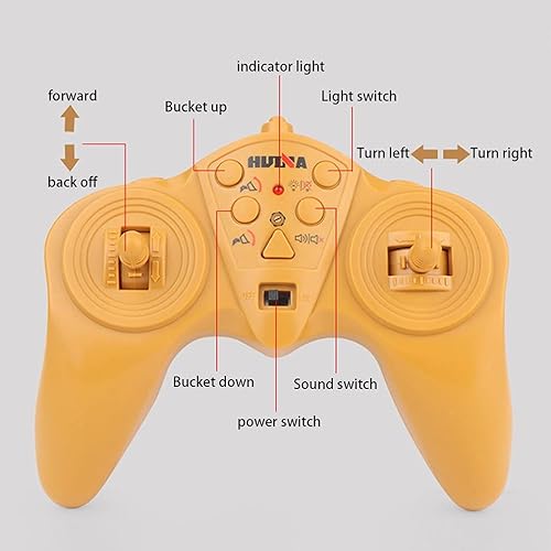 Miniatura 5 de HUI NA Camiones excavadoras a control remoto a control remoto, escala 124, vehículos de construcción de juguetes 2.4G con 2 baterías recargables