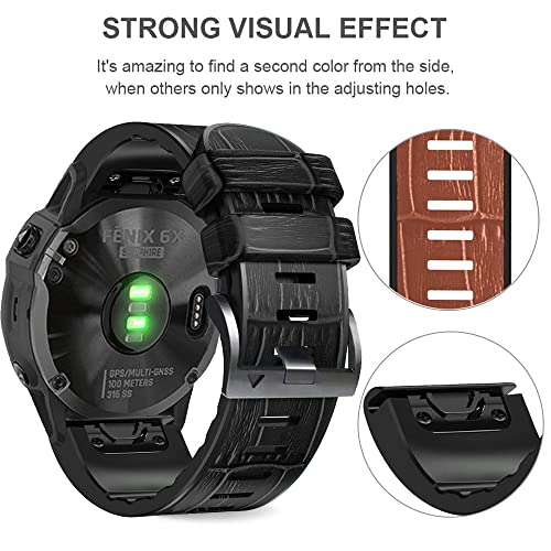 Pulsera de cuero para Garmin Fenix 7X y 6X resistente al sudor con base de silicona 7